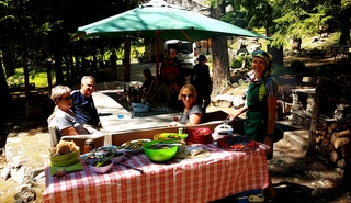 Mealtimes are convivial affairs on a group hiking holiday