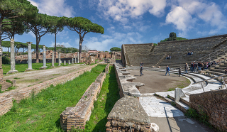 Rome, Italy - March 23, 2018: Roman Ancient Ruins In Ostia Antic