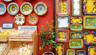 Positano, Italy - May 28, 2015: Typical Ceramics Sold In Beautif
